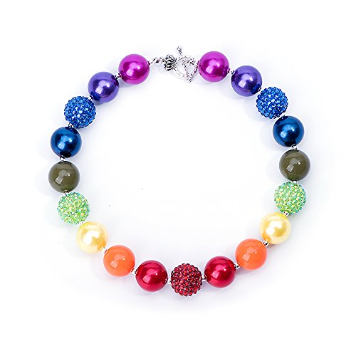 Bling Bling Chunky Bubblegum Necklace Rainbow Fashion Beads and Bracelet Set with Gift Box3