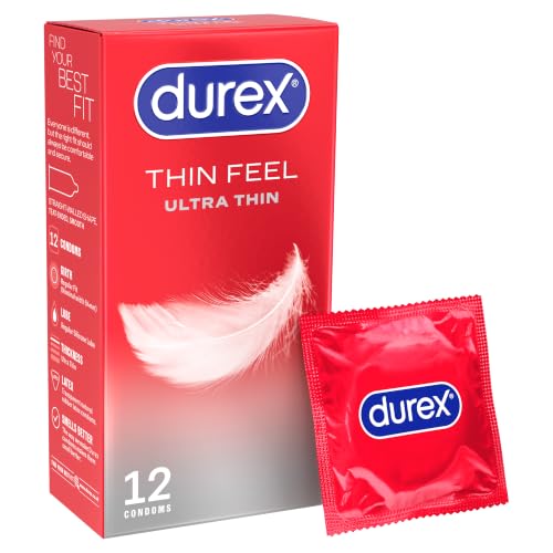 Durex Thin Feel Ultra Thin 12 Condoms Regular Fit Teat Ended Smooth Shape With Silicone Lube Trusted Durex Protection Natural Latex Condoms