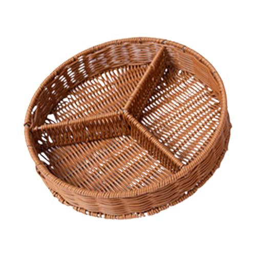 Dekoratives Serviertablett – runde Snackplatte mit 3 Fächern,...