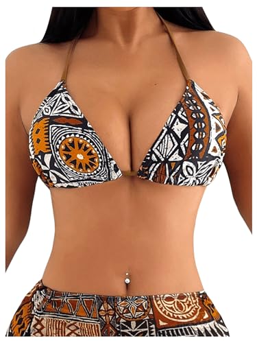 Image of RoseSeek Women's 4 Piece Polka Dots Bathing Suits Cover Up Skirt & Bandana