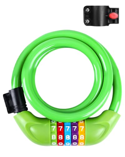 Candado de bicicleta con números para niños (120 cm/12 mm), antirrobo para bicicleta con combinación de código de 5 dígitos, candado de combinación de bicicleta para niñas y niños, accesorios de