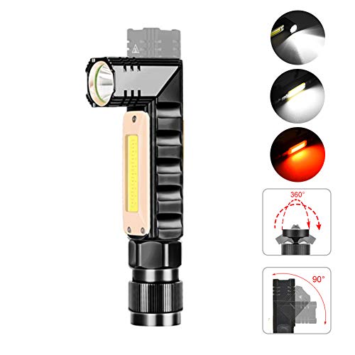 ZNSH Flash Lights, Lampes De Poche avec Piles Inclus, Lampe De Poche LED USB Mains Libres 90 Degrés Twisted Rotating Clipsée Étanche Aimant Mini Éclairage Lampe De Poche