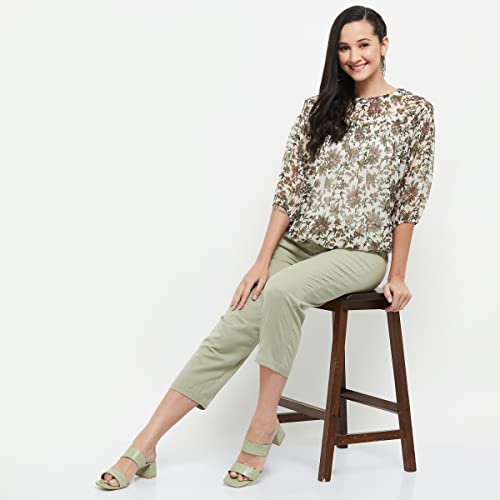 Image of Max Women Printed Round Neck Regular Fit Casual Top