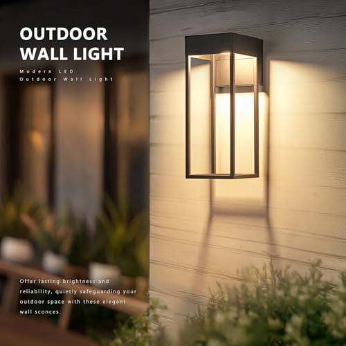 Image of LED Outdoor Wall Lights, Wall Mount Wall Sconces, 1 Pack | 3000K Hardwired, IP65 Waterproof Wall Lantern, Exterior Lighting Fixtures for Front Door Porch Garage Patio Garden