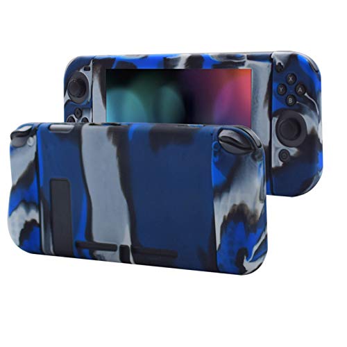 Cover Skin Compatible for Nintendo Switch Consoles and Joycon 3in1 Silicone Case with Larger Hand GRIP Protector(Camouflage Blue)(Not for Switch OLED 2021 Model)