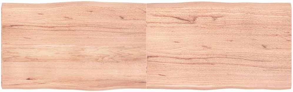 Solid Oak Wood Table Top 63 x 19.7 x 1.6 Inches, Live Edge Desktop Replacement for Dining Table, Desk, or Workbench, Rectangular Varnished Finish