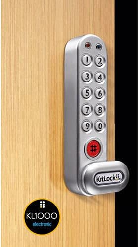 Codelocks 4-in-1 Electronic Cam Lock, KL1006KIT-SG, Up to 1" Thick Matl, Vertical, Silver Gray