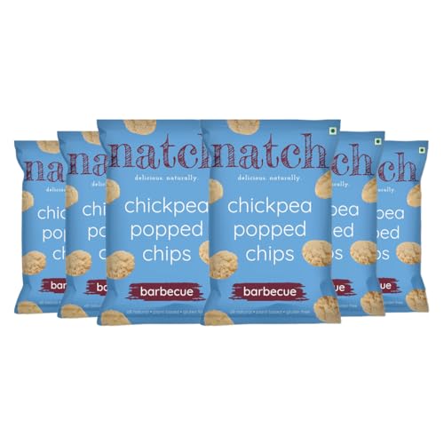 Image of Natch Chickpea Popped Protein Chips, Healthy Snacks, Low Calorie, Not Fried Not Baked, Vegan, Gluten Free, Rich in Fiber, Barbecue Flavour, 55gm each (Pack of 6)