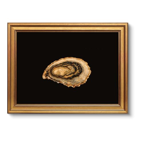 Image of VIYYIEA Vintage Gold Framed Wall Art for Living Room, Oyster Canvas Prints Home Decor, Oil Painting Picture, Bedroom Wall Decor Gifts for Friends or Family -【Oyster】-(16L x 12W)