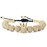 GVUSMIL Imperial Gold Crown 8mm Beads Bracelets Luxury CZ Italian Style Charm King Royal Bracelet fo