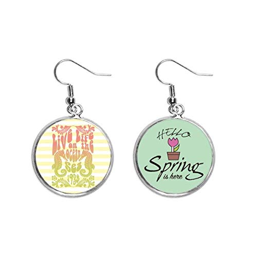 Pendientes de hipocampo con motivo de vida marina y patrón de colores para primavera
