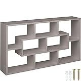 tectake 800849 Wandregal mit 8 Fächern, Holz Hängeregal (BxHxT): ca. 85 x 48 x 16 cm, inkl. Montagematerial (Platingrau)