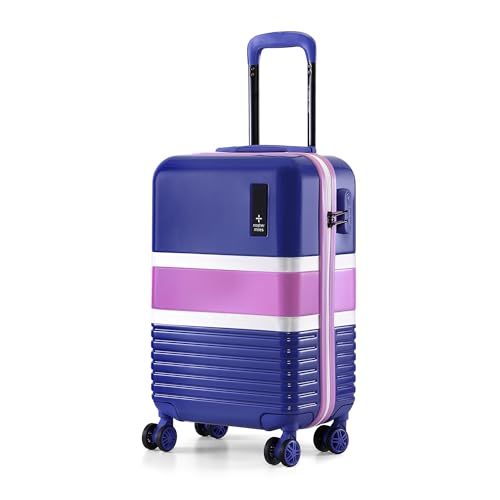 Nasher Miles Mexico Hard-Sided Polycarbonate 8 Wheels Double Spinner Cabin Luggage Blue and Pink 20 inch |55cm Trolley Bag,Small