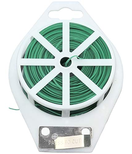 AERZETIX - Filo in metallo di giardino 100m - rotolo/bobina di filo di ferro con protezione in plastica - cavo con taglierina - collegamento di fissaggio rinforzato - fascetta per cavi - C47763