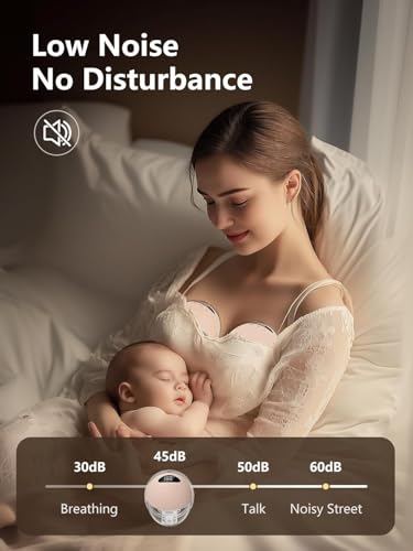 Image of Hands Free Breast Pump, Wearable Breastfeeding Pump, Lightweight Portable Electric Pump 4 Modes & 12 Suction Levels, Comfortable & Low Noise, 24mm Flange, 1 Pack Pink (ROUND-1)