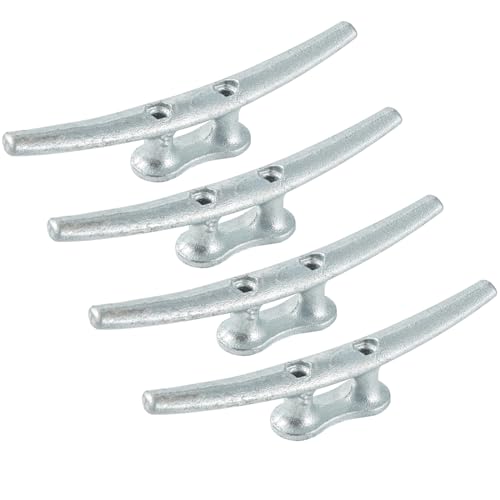 XuanHuZhe 4 Pcs Boat Cleats 8 Inch Open Base Dock Cleat Hot Dipped Galvanized Cast Iron Rope Cleats Hardware Boat Dock Cleats for Boat Docks, Decks, Marine, Kayak
