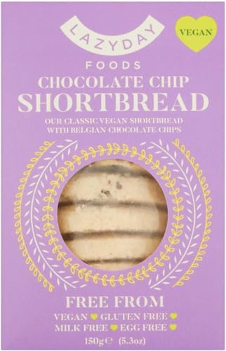 Image of Lazy Day Foods Chocolate Chip Shortbread 150g, 2 Pack, Vegan & Vegetarian Friendly, Gluten Free, Egg & Milk Free, Hand Baked