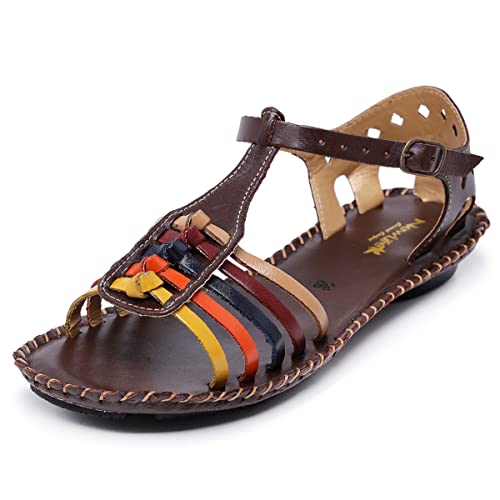 Sandália Feminina Artesanal em Couro Confortável Rasteirinha Amendoa 37