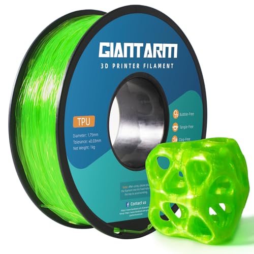 GIANTARM TPU Filament 1.75 mm for 3D Printers 1 kg, Transparent Green