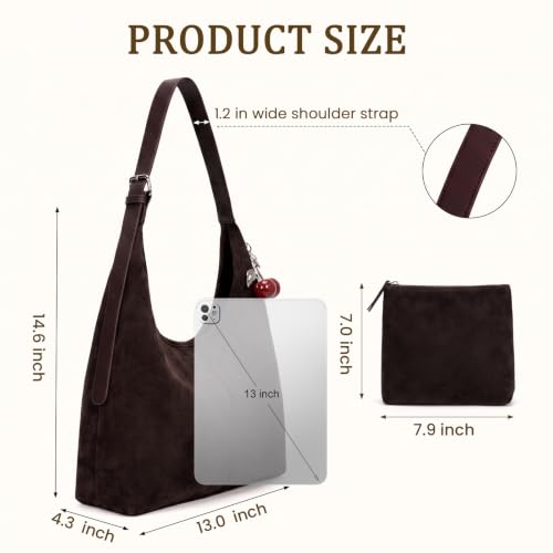 Image of Slouchy Suede Hobo Bag Brown Faux Suede Purse Large Fall Shoulder Bag