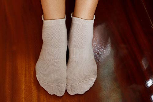Rative Anti Slip Non Skid Barre Yoga Pilates Hospital Socks With Grips For Adults Men Women (Small, 4-Pairs/Black+Beige+Grey+Pink) #TOP4