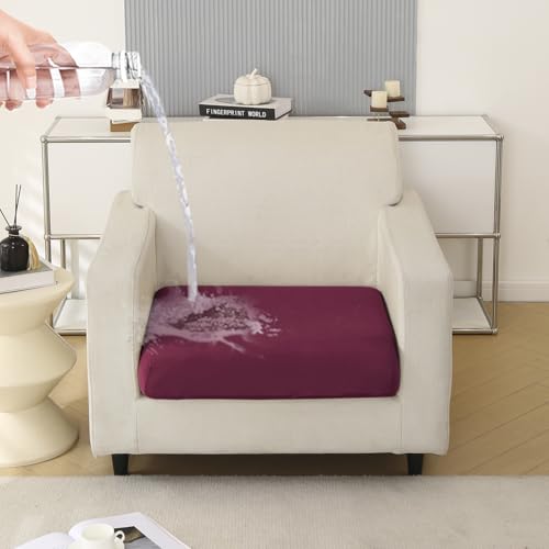 Image of HOKIPO 100% Waterproof Stretchable Seat Couch Cushion Cover, 1 Seater, Maroon (AR-5352-MRN)