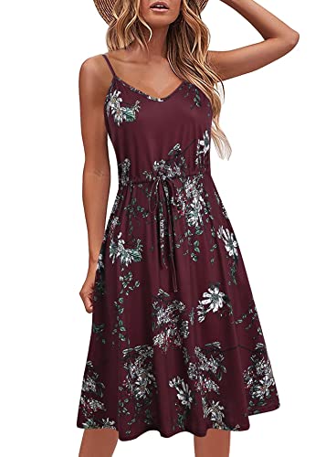 Image of BARASA Sundresses for Women Summer Sleeveless V Neck Spaghetti Strap A Line Wedding Guest Petite Dresses with Pockets D826