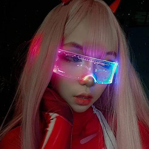 WLTK SO&EI LED Luminous Sunglasses Vintage Punk Goggles Men Women Fashion Party Christmas Colorful Light Up Glasses Shades UV400