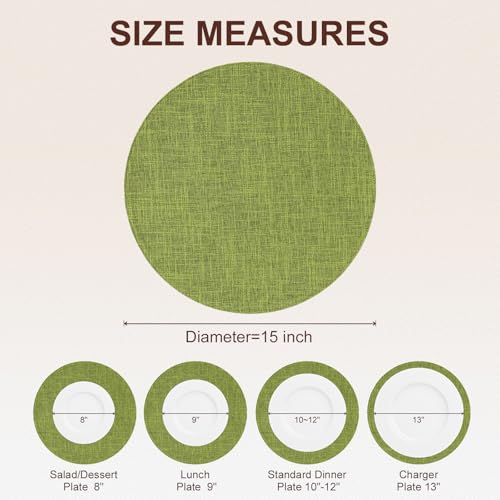 homing Cotton Linen 15 Inch Round Cloth Place mats, Set of 6, Grass Green by homing - Used condition - Image 3