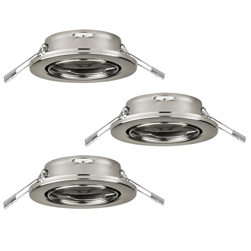 Spot encastrable acier argenté Agulo Eglo plafonnier rond haut de gamme avec douille GU10