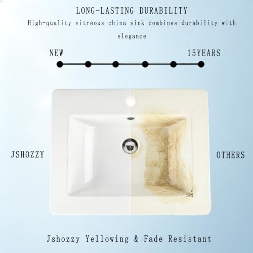 Jshozzy 21x18 White Drop In Vessel Bathroom Sink Rectangular Ceramic by Jshozzy - Used condition - Image 7