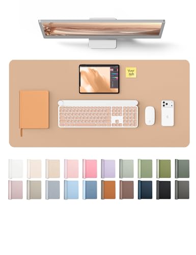 YSAGi Schreibtischschutz aus Leder, Büromatte, großes Mauspad, rutschfeste PU-Leder-Blotter, Laptop-Schreibtischunterlage, wasserdichter Schreibblock für Büro und Zuhause (Latte, 80 x 40 cm)