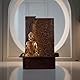 Zen’Light - Zimmerbrunnen Buddha Jati abnehmbar mit gelbem LED-Band - Zen-Dekor Ideal für Meditation und Entspannung - Leise Wasserpumpe - Glücksbrunnen mit geschlossenem Kreislauf - H 40cm
