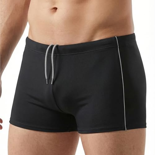 MANA MANA Maillot de Bain Homme Short Piscine Homme Séchage Rapide Taille Élastique Cordon Ajustable Natation Plage Vacances Noir Taille 3XL Grande Taille Homme pour 164-188 cm