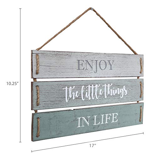 Barnyard Designs Enjoy The Little Things In Life Quote Wall Decor, Decorative Wood Plank Hanging Sign 17” X 10.25” #TOP3