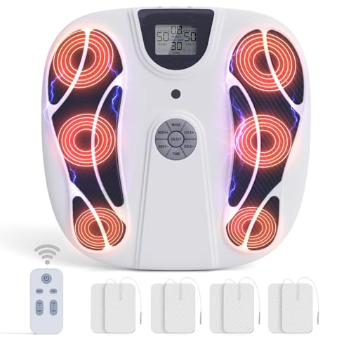 Electric EMS Foot Massager for Neuropathy – Rechargeable NMES Foot Stimulator with TENS Unit for...
