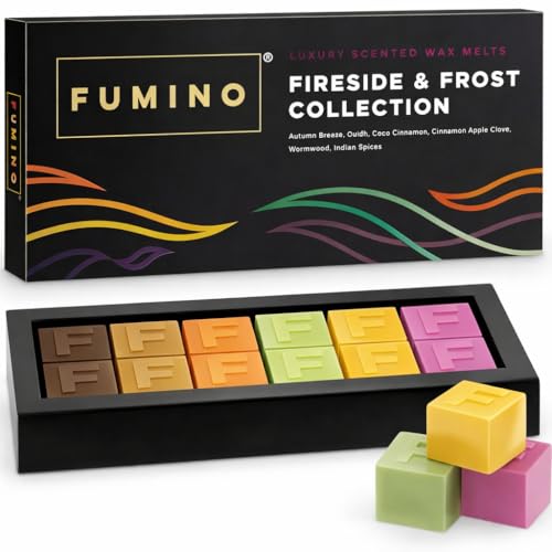 Multipack de Fondants Cires Parfumées Feu et Givre, Artisanales et de Luxe Fumino - 12 Cires Parfumées et 6 Parfums Intenses à Base de Cire d’abeille et...
