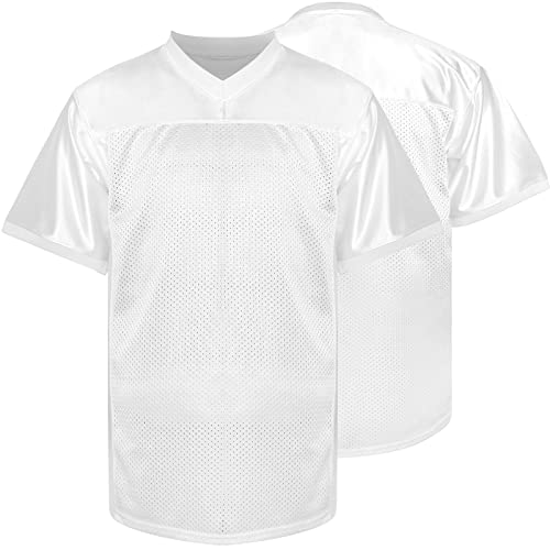 Blank Practice Football Jersey Mesh Athletic Sports Football T-Shirt Black White Red (White XX-Large)