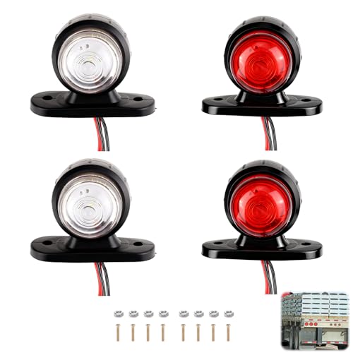 NUDVMUCH 4 Feux latéraux de camion, Feux de position latéraux arrière blancs rouges à LED, LED Feux Gabarit Remorque 12/24V Feux, pour remorque,...