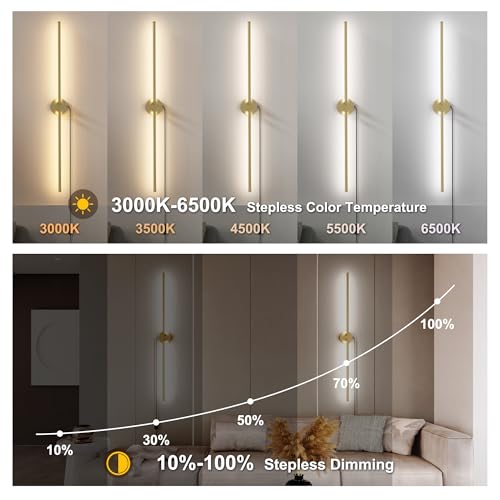Image of Plug in Wall Sconces Set of Two, Wall Sconce Light Plug in with Remote /APP Controll, Dimmable 300 Rotate LED Wall Sconce for Living Room, Bedroom, Hallway, Gold
