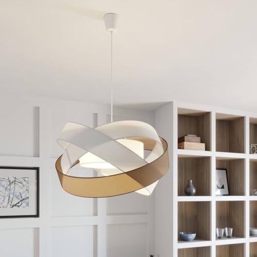 Lampe plafond variable Simaria en textile marron à 3 ampoules - 2