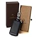 VISOUL Leather Car Key Fob Case Holder for Men and Women, Zipper Keychain Protector Cover with Metal Hook for House Keys-Black