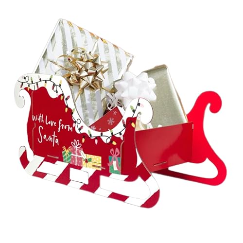 eBoutik - Large Childrens Festive DIY Christmas Santa Sleigh Decoration - Festive Home Gift Box Display for Kids Small Presents or Stocking Fillers - Novelty Holiday Home Decor