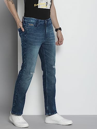 Image of The Indian Garage Co Men Bootcut Solid Mid-Rise Stretchable Jeans