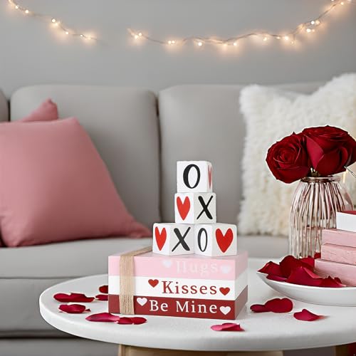 Valentines Wooden Sign Book Stack