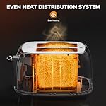 Keenstone Smart Touch Screen Toaster 2 Slice, Retro Wide Slot Stainless Steel Toaster with 6 Browning Levels, Reheat & Defrost, for Bagel, Toast, Bread, Removable Crumb Tray, Black - Image 3