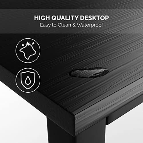 Halter Extra Long Computer Desk For Home Office, 47" Modern, Pc, Laptop Office Desk, For Gaming, Studying, Working Sturdy Writing Table And Crafting Table, Easy Assembly, Black Desk, Black Frame #TOP4