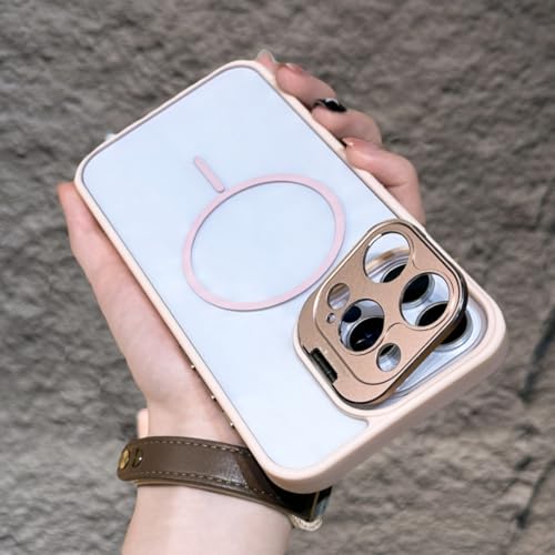 Coque magnétique transparente iPhone 14 Plus avec support rose