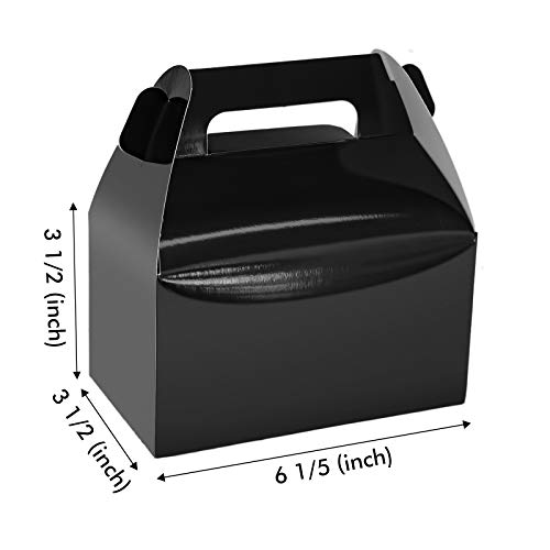 One More 25-Pack Gable Candy Treat Boxes,Small Black Goodie Gift Boxes For Halloween And Birthday Party Favors Box 6.2 X 3.5 X 3.5 Inch #TOP1