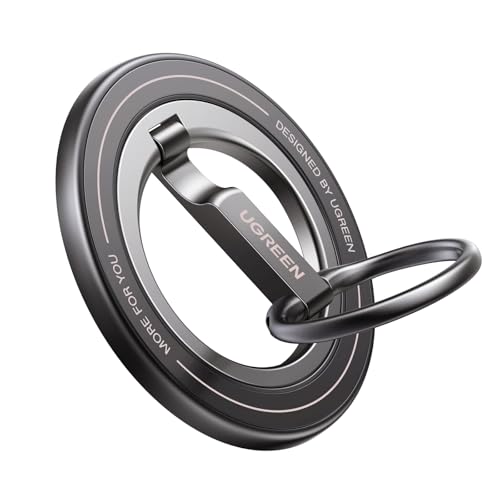 UGREEN Magnetic Phone Ring Holder Grip Compatible with Magsafe Cases 360Rotating Phone Stand with Daul-Hinge Double-Sided Magnetic Kickstand Compatible with iPhone 17 Pro Max Air 16 15 14 13 12